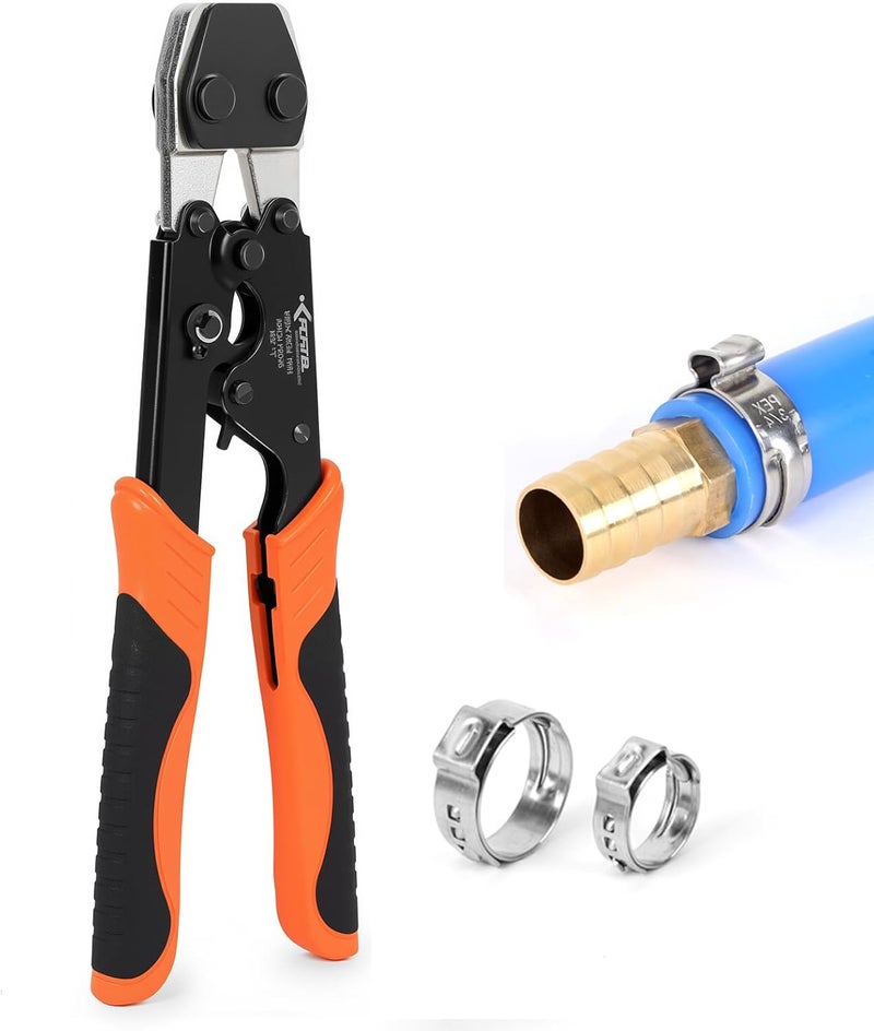 KF CPTEC PEX Clamp Tool for 1/2 inch and 3/4 inch PEX clamp rings - Pipe clamp crimping tools for 3/8 to 1 inch PEX cinch clamps, PEX clamp pliers - Image 1
